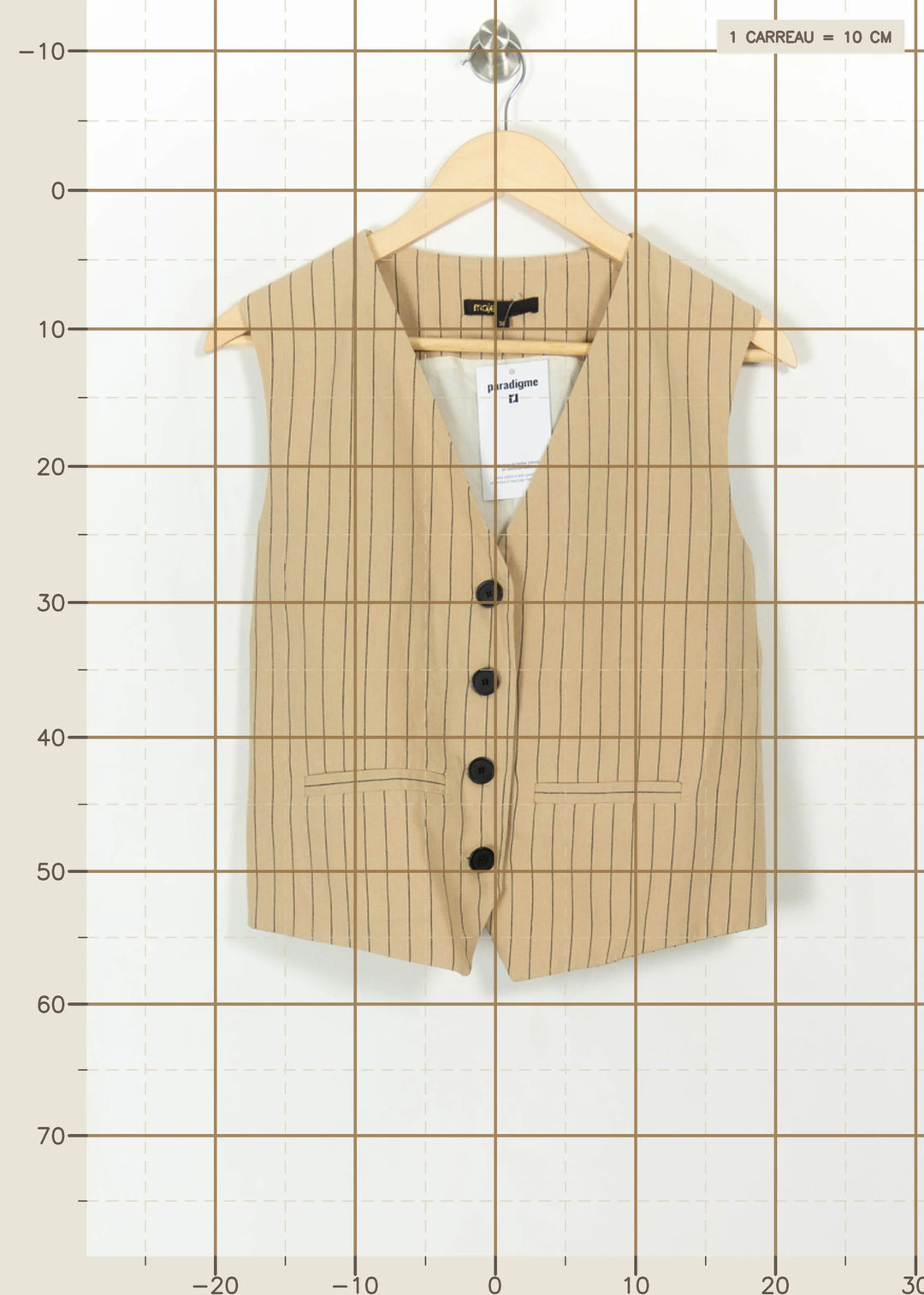 Gilet Beige à Rayures Noires - Taille M/38 de la marque Maje | PARAD110790 - Vendu par Paradigme - Image 4