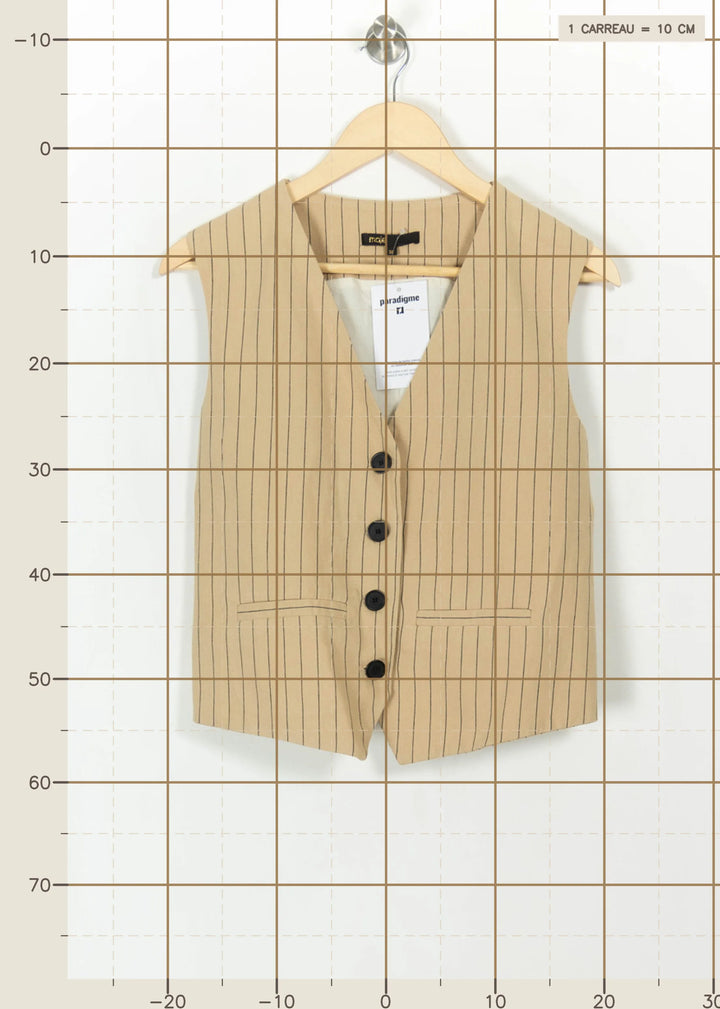 Gilet Beige à Rayures Noires - Taille M/38 de la marque Maje | PARAD110790 - Vendu par Paradigme - Image 4