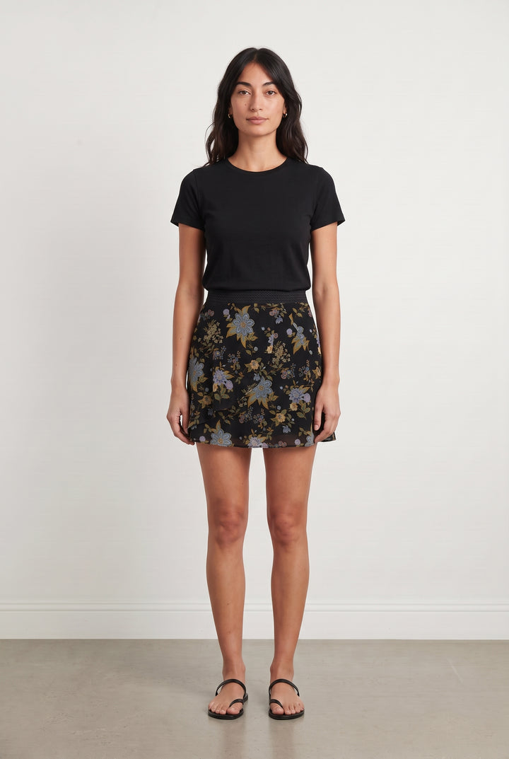 Jupe Fleurie Noire et Jaune - Taille S/36 de la marque IKKS | PARAD110824 - Vendu par Paradigme - Image 1