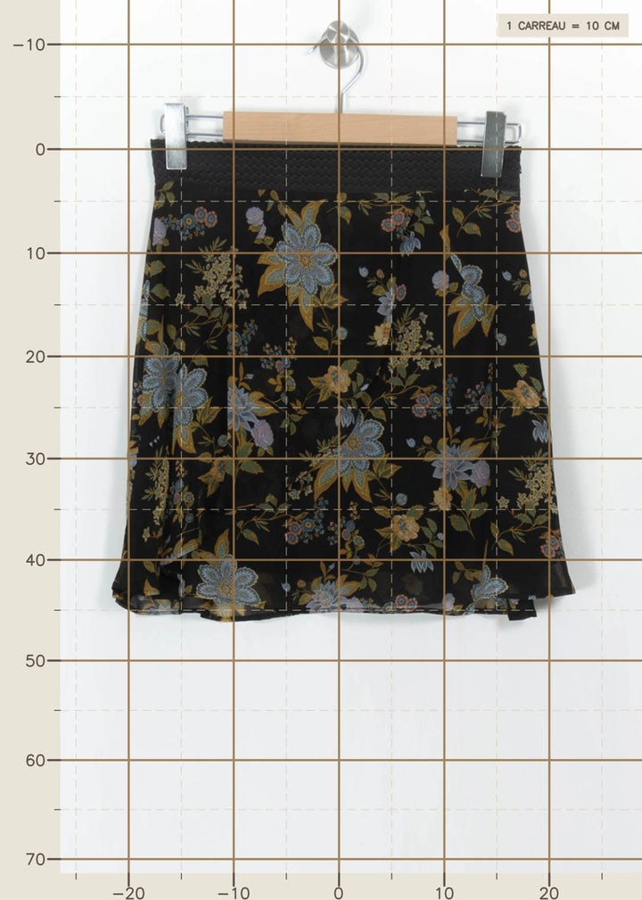 Jupe Fleurie Noire et Jaune - Taille S/36 de la marque IKKS | PARAD110824 - Vendu par Paradigme - Image 4