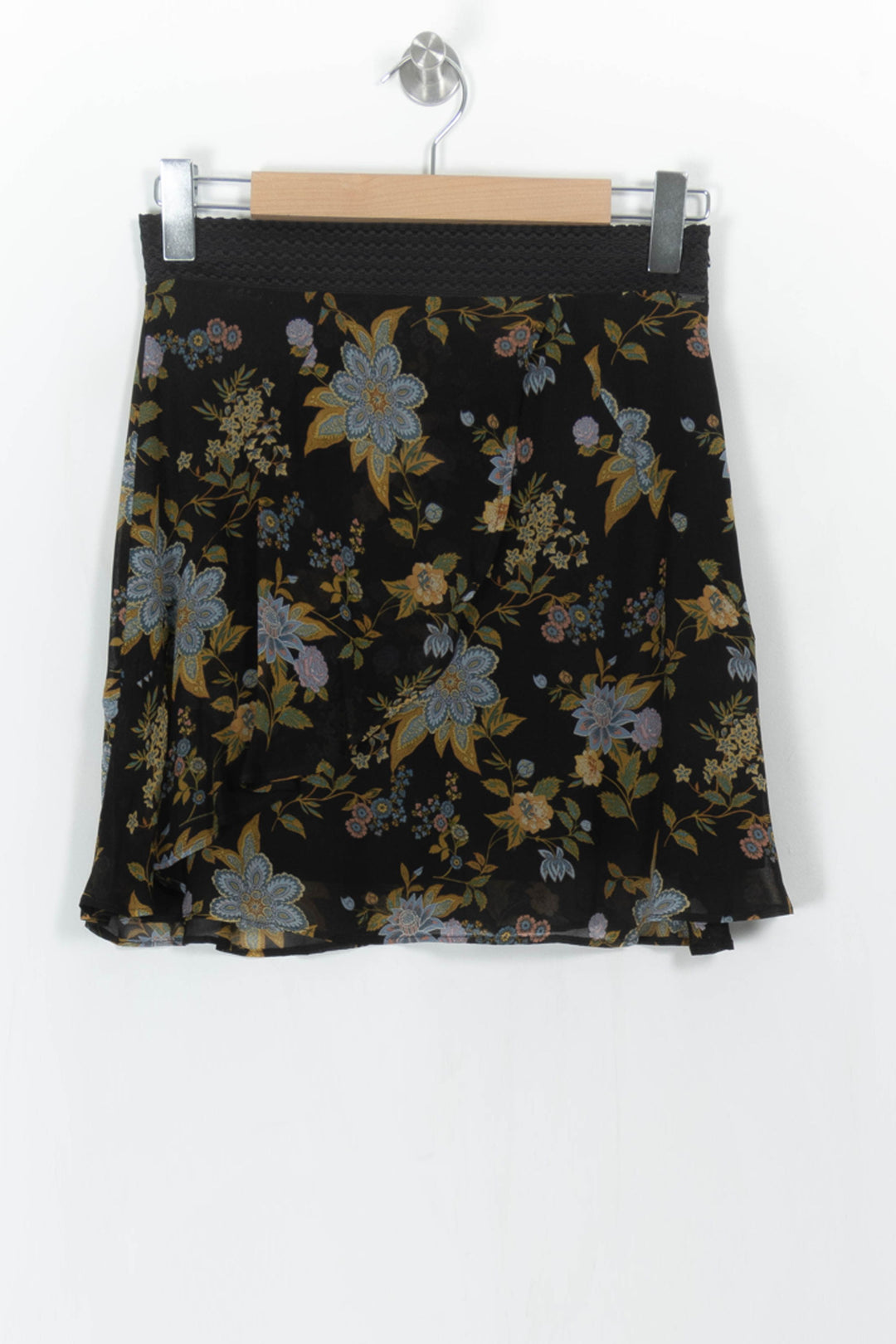 Jupe Fleurie Noire et Jaune - Taille S/36 de la marque IKKS | PARAD110824 - Vendu par Paradigme - Image 2