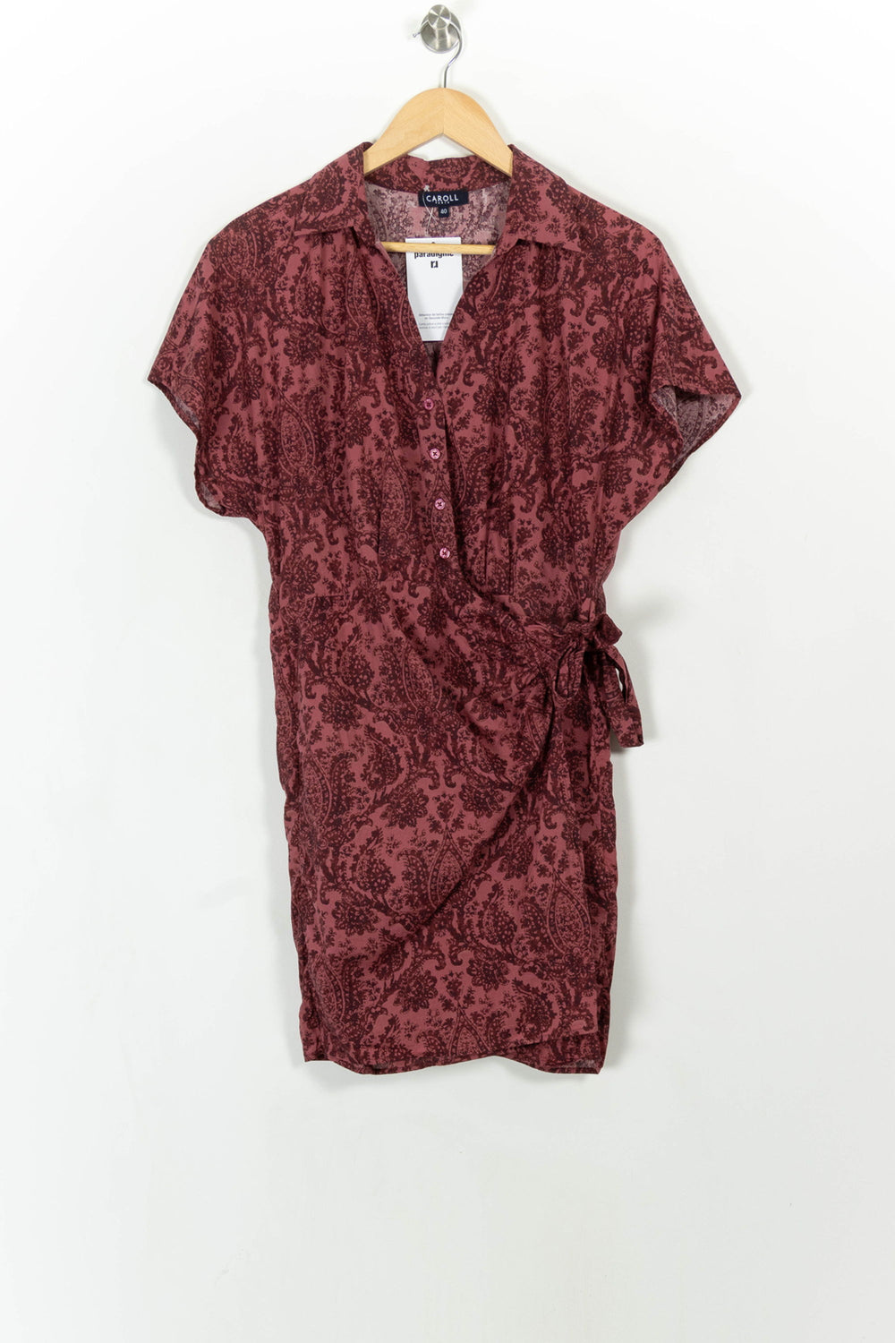 Robe Chemise Bordeaux - Taille L/40 de la marque Caroll | PARAD110854 - Vendu par Paradigme - Image 2