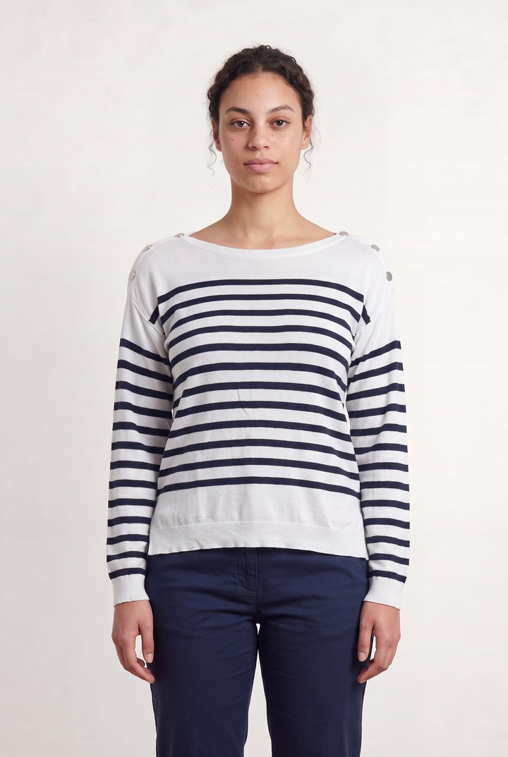 Marinière Blanc et Bleu - Taille L/40 de la marque IKKS | PARAD111078 - Vendu par Paradigme - Image 1