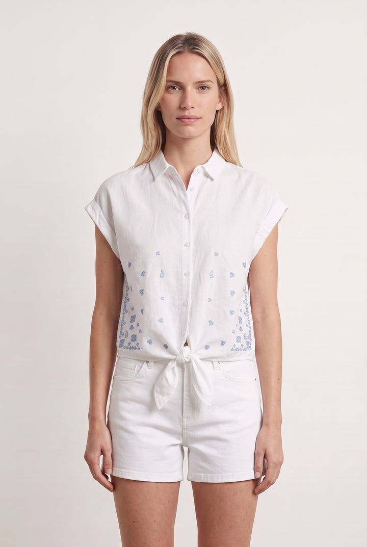 Chemise Blanche et Bleue - Taille M/38 de la marque Caroll | PARAD111091 - Vendu par Paradigme - Image 1