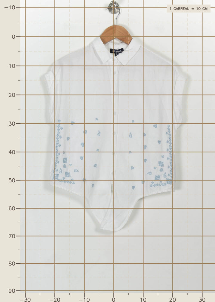Chemise Blanche et Bleue - Taille M/38 de la marque Caroll | PARAD111091 - Vendu par Paradigme - Image 4