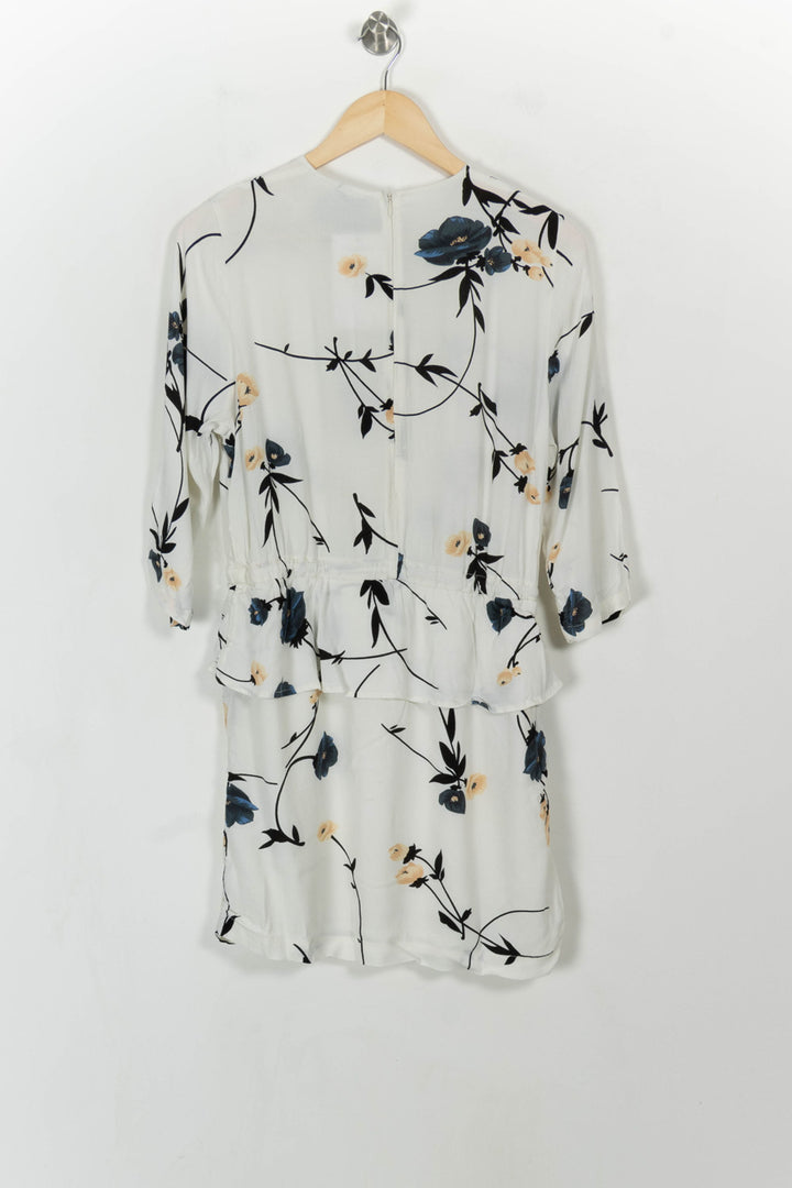 Robe Fleurie Blanche et Bleue - Taille M/38 de la marque Ganni | PARAD111106 - Vendu par Paradigme - Image 5