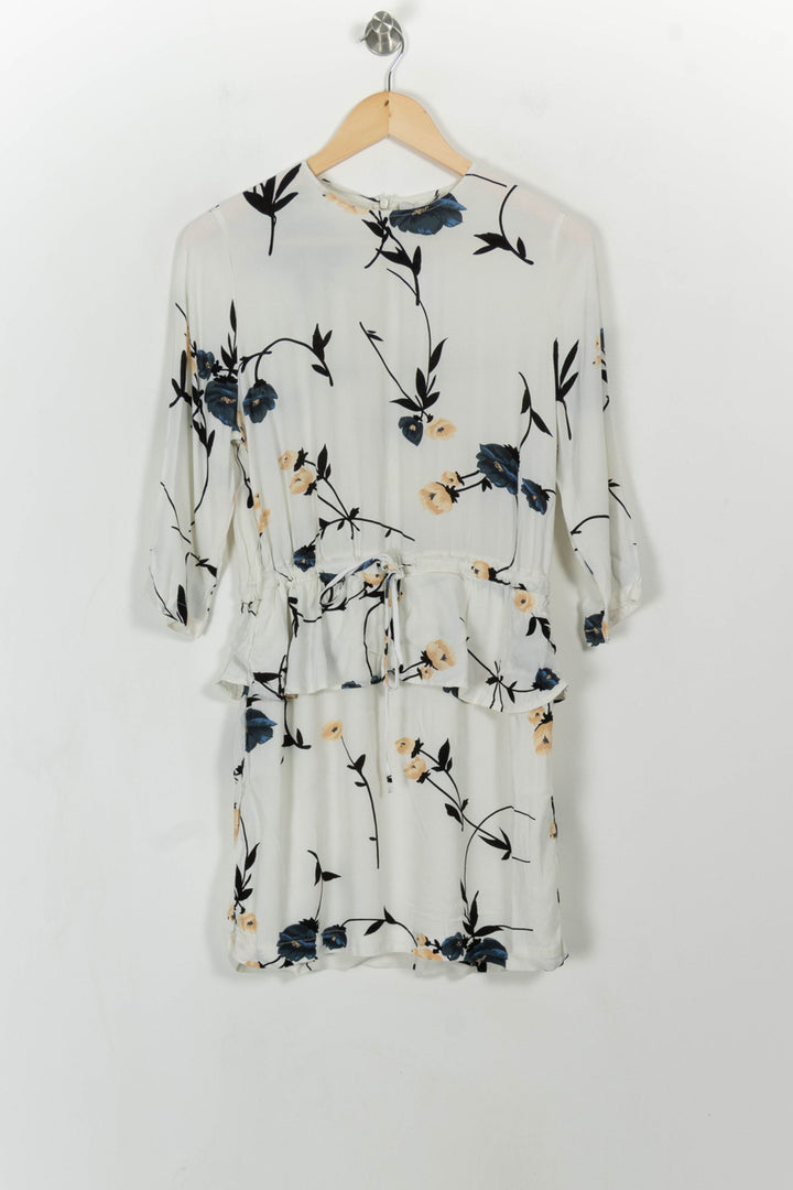 Robe Fleurie Blanche et Bleue - Taille M/38 de la marque Ganni | PARAD111106 - Vendu par Paradigme - Image 2