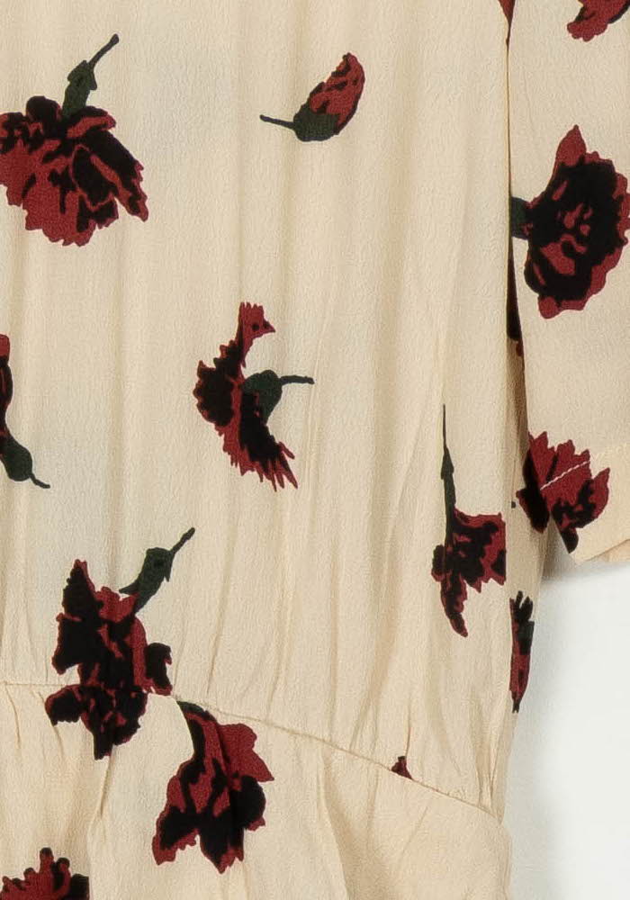 Robe Fleurie Beige et Bordeaux - Taille S/36 de la marque Ganni | PARAD111109 - Vendu par Paradigme - Image 3