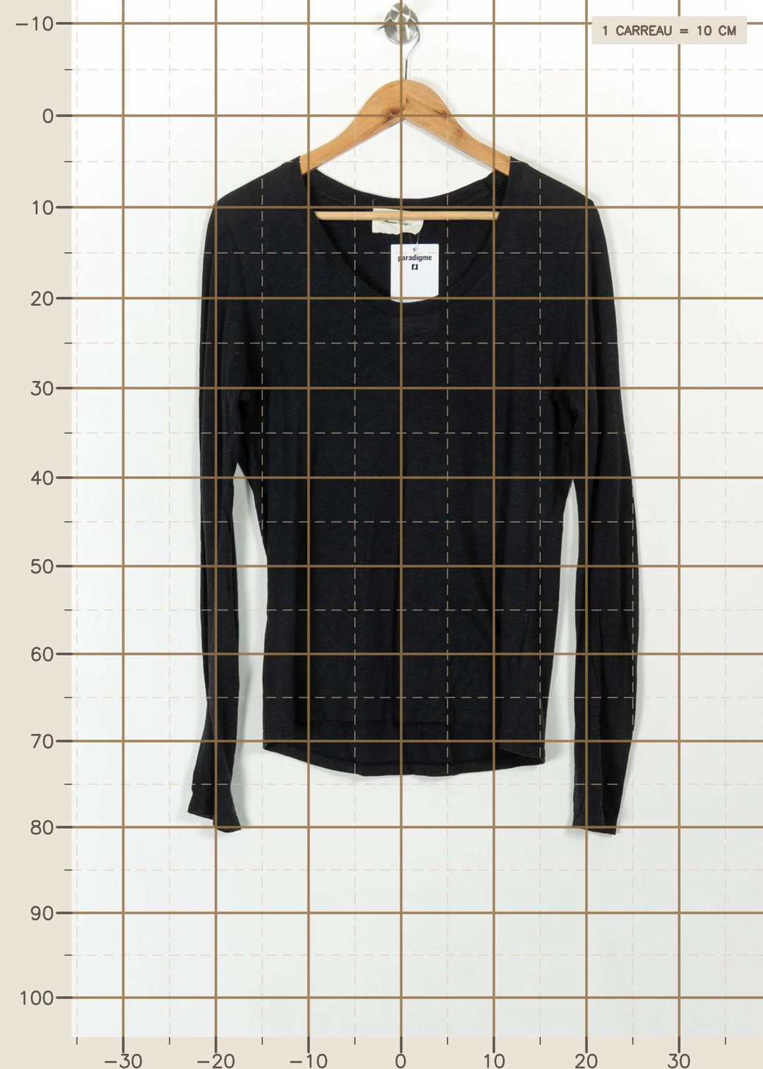 Tee-shirt Manches Longues Noir - Taille M/38 de la marque American Vintage | PARAD111119 - Vendu par Paradigme - Image 4