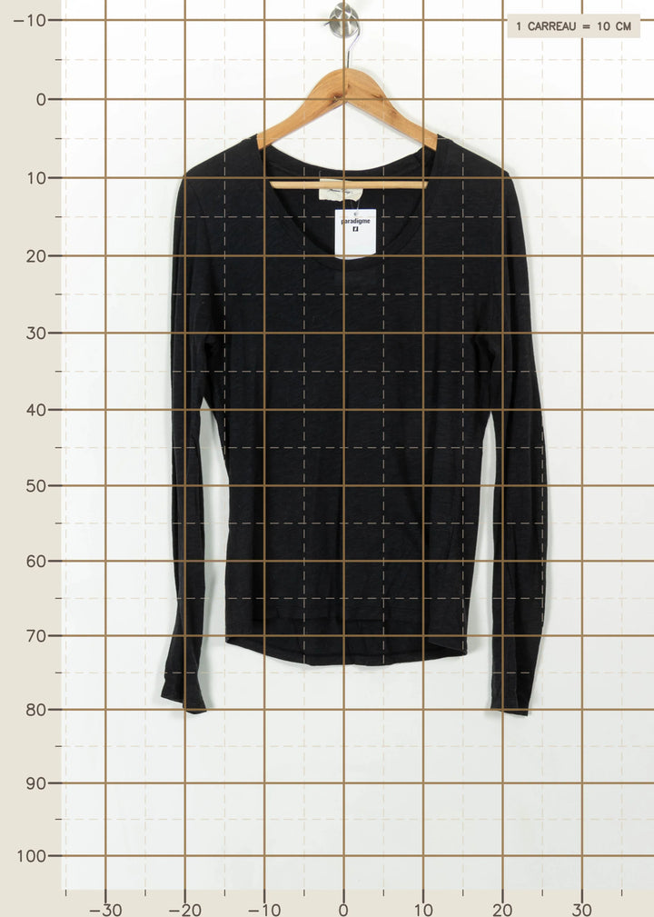 Tee-shirt Manches Longues Noir - Taille M/38 de la marque American Vintage | PARAD111119 - Vendu par Paradigme - Image 4