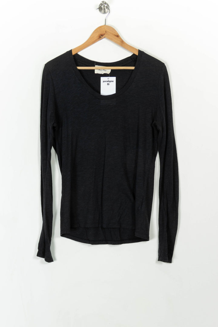 Tee-shirt Manches Longues Noir - Taille M/38 de la marque American Vintage | PARAD111119 - Vendu par Paradigme - Image 2
