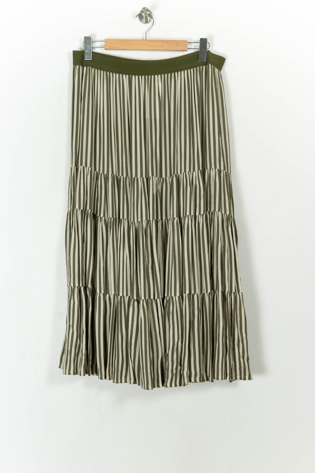 Jupe Longue Rayée Vert et Beige - Taille L/40 de la marque Bleu Blanc Rouge | PARAD111981 - Vendu par Paradigme - Image 2