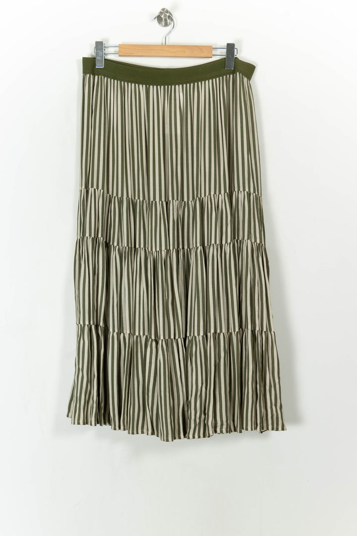 Jupe Longue Rayée Vert et Beige - Taille L/40 de la marque Bleu Blanc Rouge | PARAD111981 - Vendu par Paradigme - Image 2