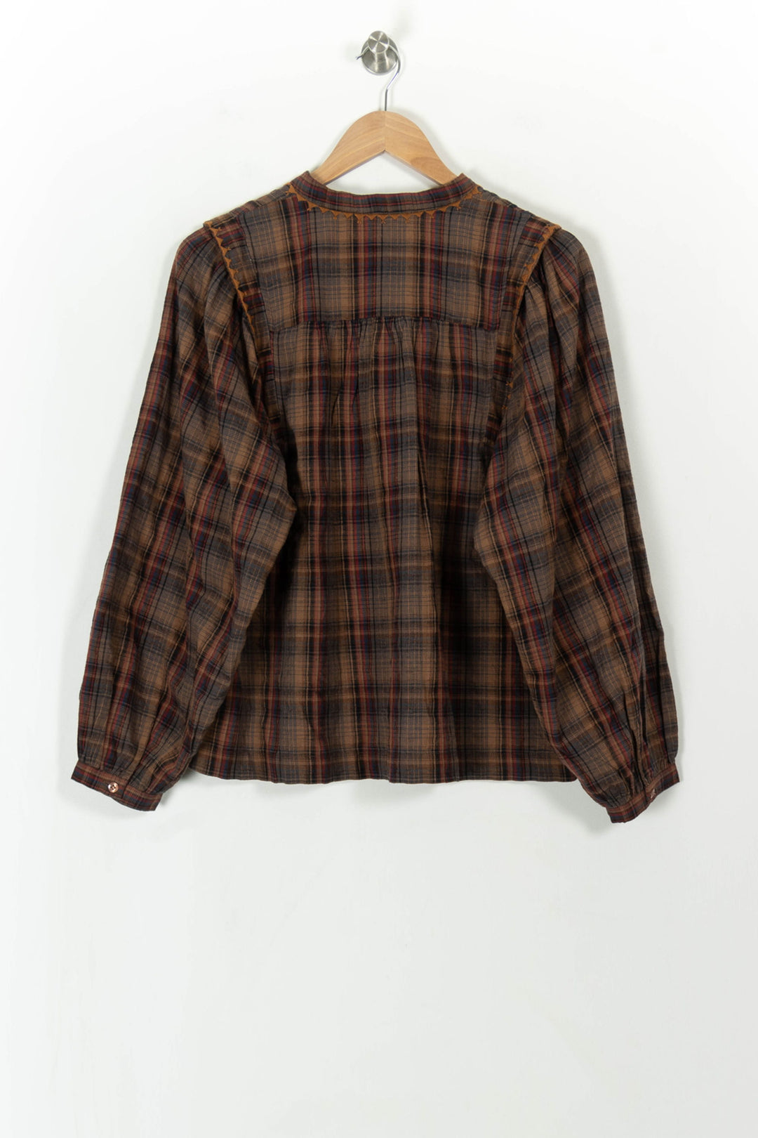Blouse Carreaux Marron et Rouge - Taille M/38 de la marque ba&sh | PARAD111982 - Vendu par Paradigme - Image 5