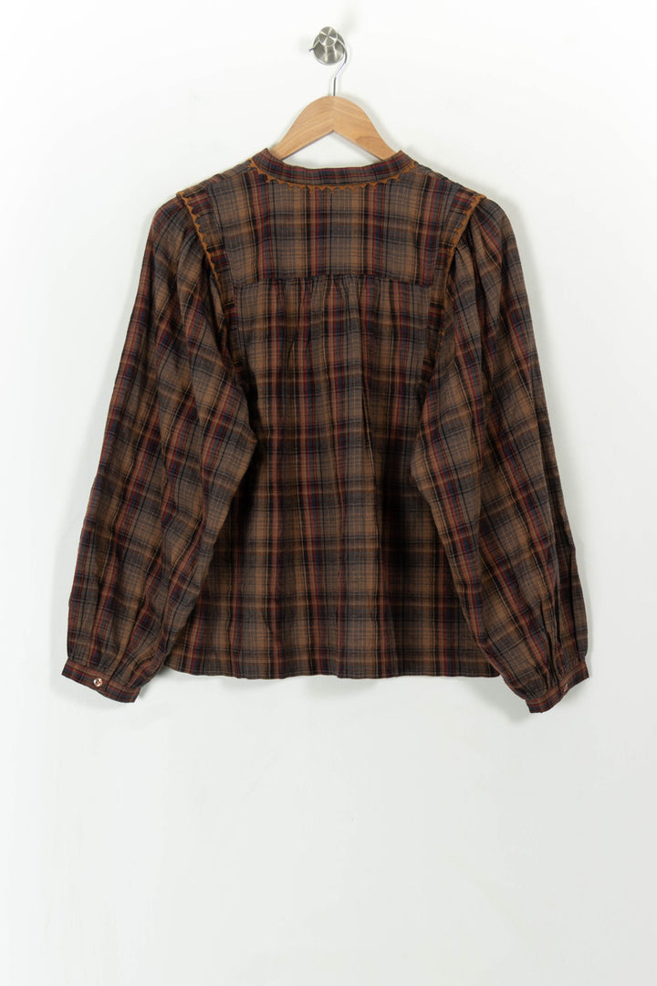 Blouse Carreaux Marron et Rouge - Taille M/38 de la marque ba&sh | PARAD111982 - Vendu par Paradigme - Image 5
