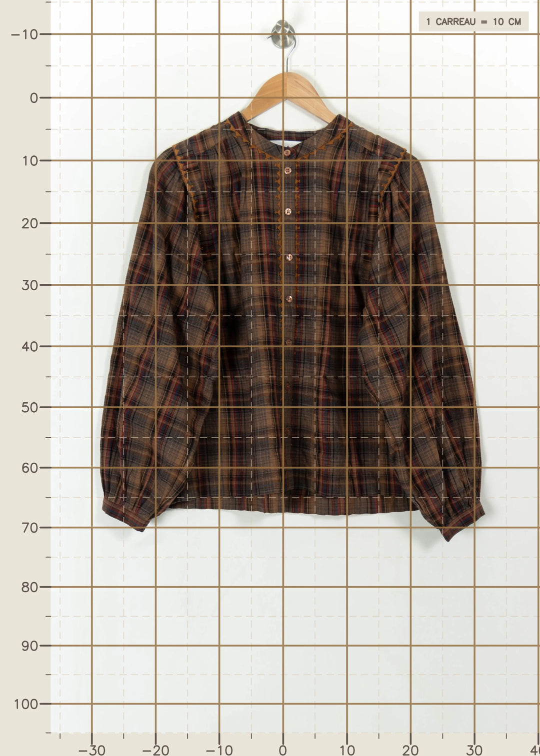 Blouse Carreaux Marron et Rouge - Taille M/38 de la marque ba&sh | PARAD111982 - Vendu par Paradigme - Image 4