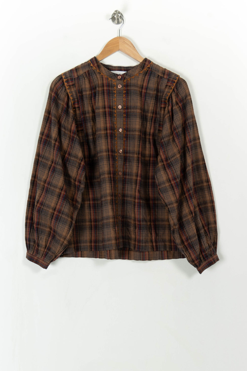 Blouse Carreaux Marron et Rouge - Taille M/38 de la marque ba&sh | PARAD111982 - Vendu par Paradigme - Image 2
