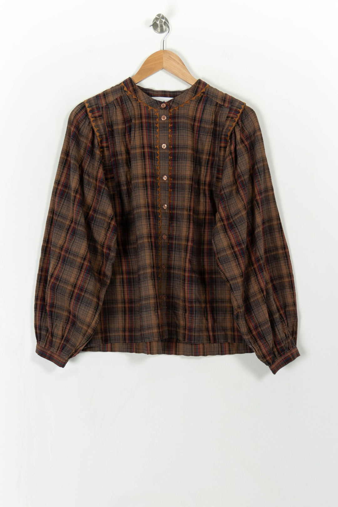 Blouse Carreaux Marron et Rouge - Taille M/38 de la marque ba&sh | PARAD111982 - Vendu par Paradigme - Image 2