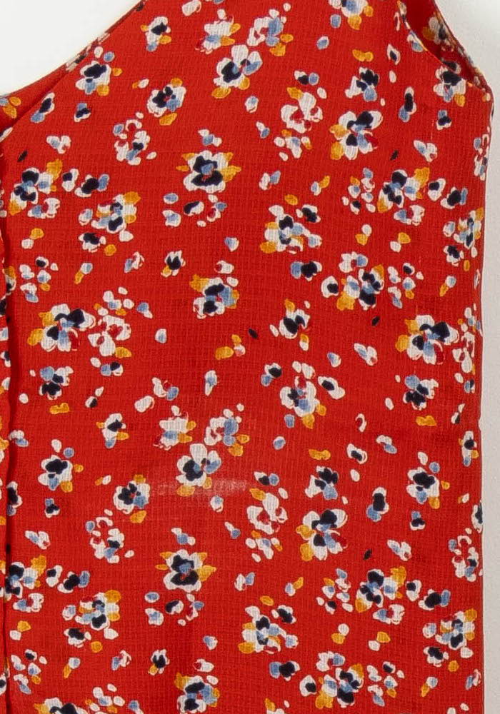 Caraco Rouge à Fleurs - Taille XS/34 de la marque SAAJ | PARAD111990 - Vendu par Paradigme - Image 3