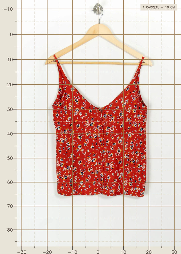 Caraco Rouge à Fleurs - Taille XS/34 de la marque SAAJ | PARAD111990 - Vendu par Paradigme - Image 4