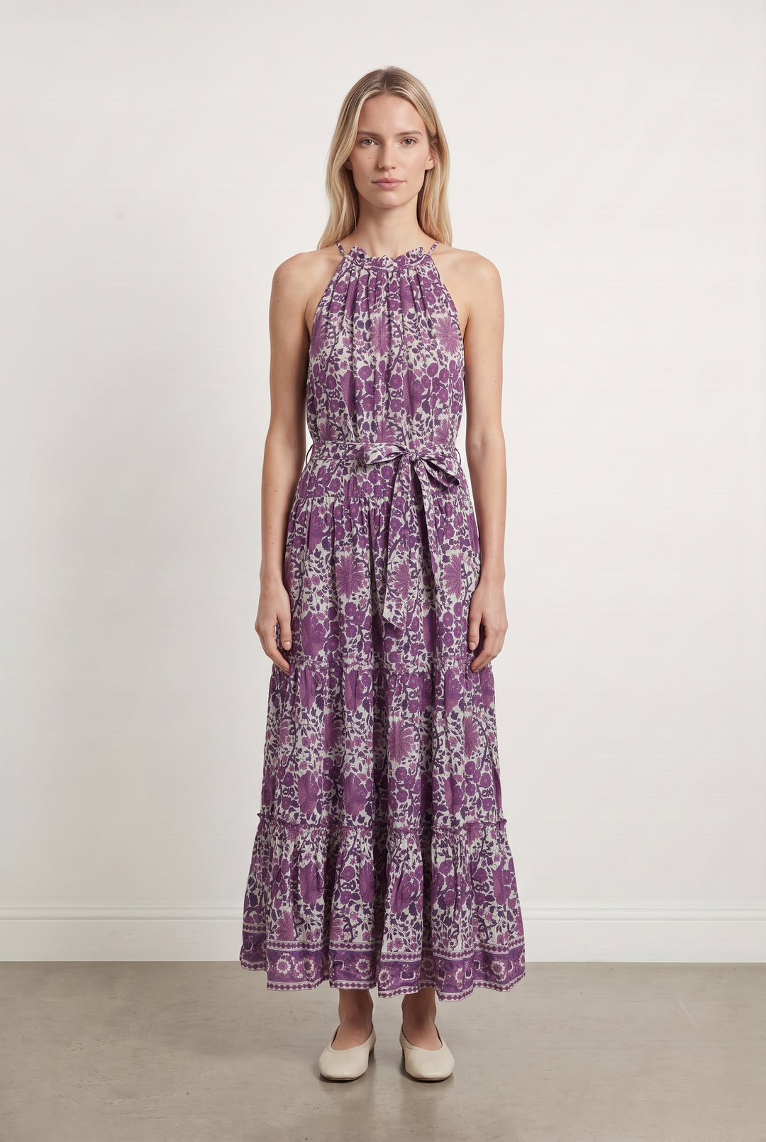 Robe Longue Violette et Blanche - Taille M/38 de la marque Petite Mendigote | PARAD111991 - Vendu par Paradigme - Image 1
