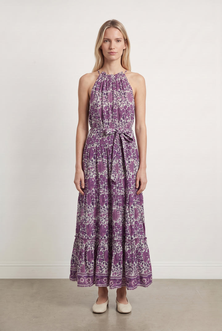 Robe Longue Violette et Blanche - Taille M/38 de la marque Petite Mendigote | PARAD111991 - Vendu par Paradigme - Image 1
