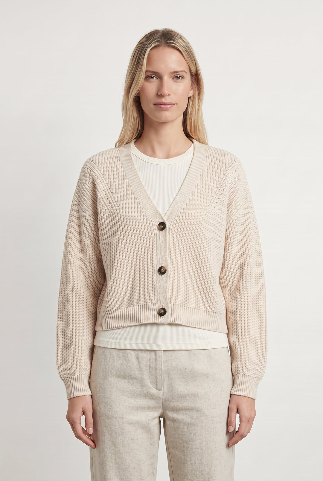 Cardigan Beige - Taille XS/34 de la marque La Fée Maraboutée | PARAD112006 - Vendu par Paradigme - Image 1