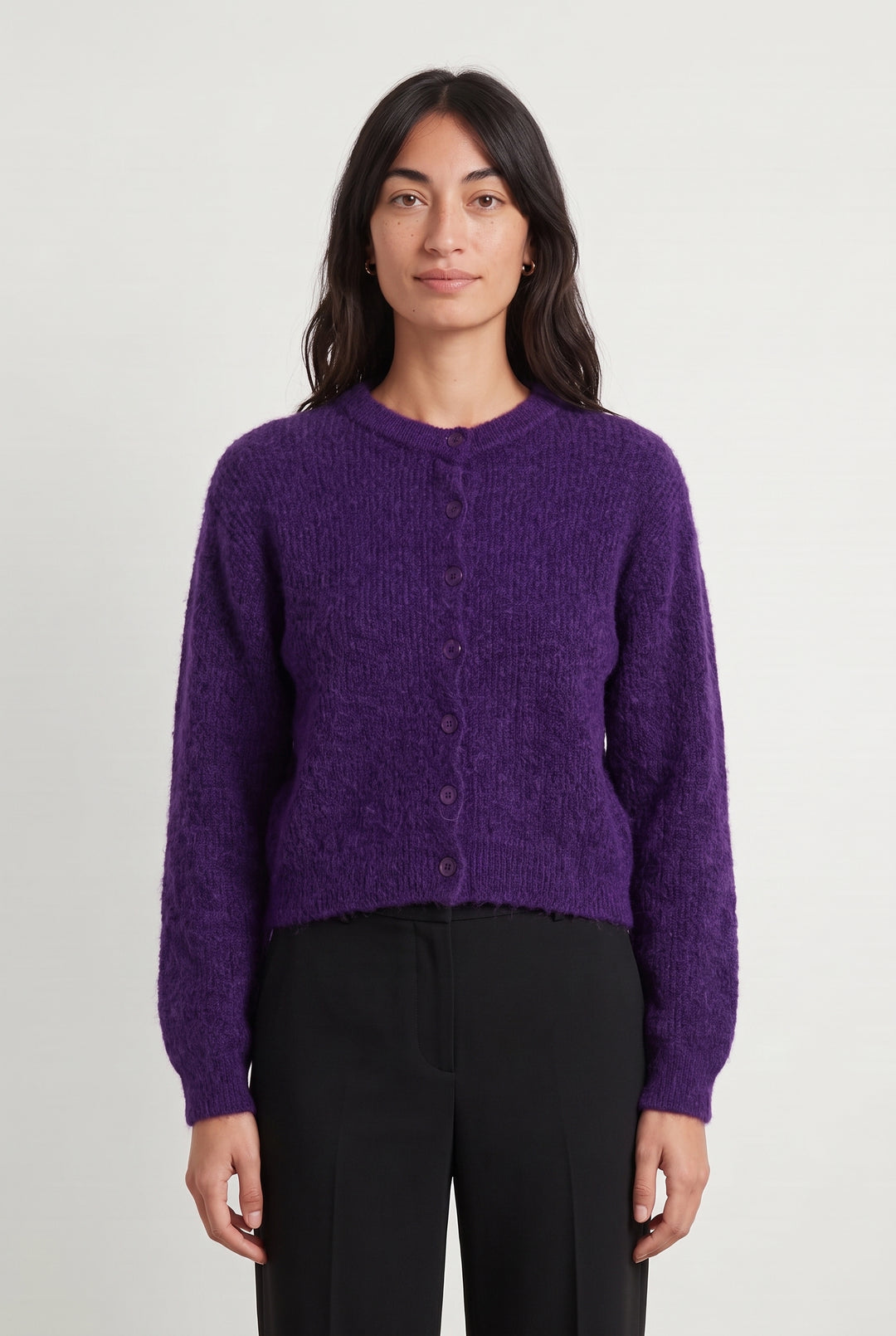 Cardigan Violet - Taille XS/34 de la marque La Fée Maraboutée | PARAD112007 - Vendu par Paradigme - Image 1