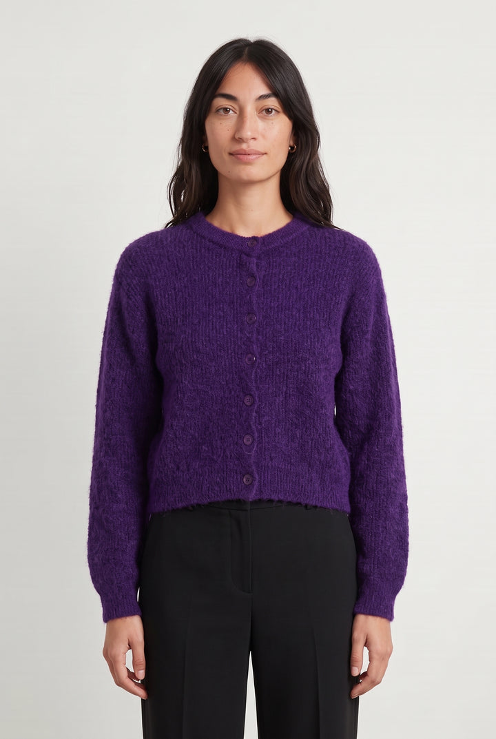 Cardigan Violet - Taille XS/34 de la marque La Fée Maraboutée | PARAD112007 - Vendu par Paradigme - Image 1