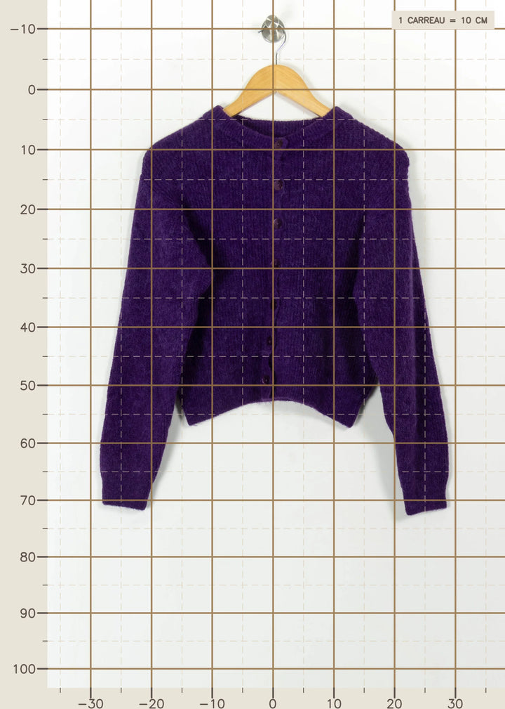 Cardigan Violet - Taille XS/34 de la marque La Fée Maraboutée | PARAD112007 - Vendu par Paradigme - Image 4