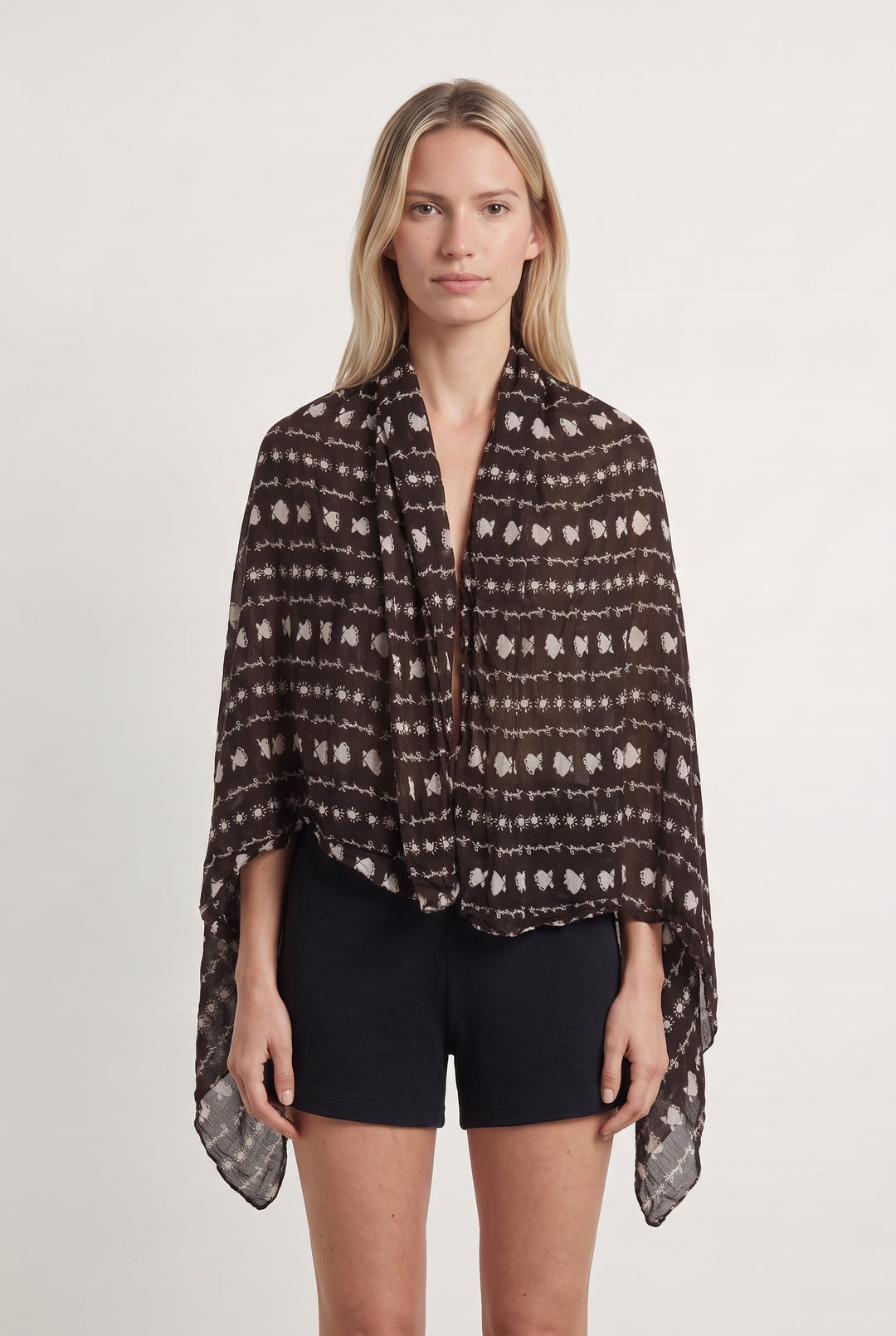 Châle Marron et Blanc - Taille T.U. de la marque Des petits hauts | PARAD112013 - Vendu par Paradigme - Image 1