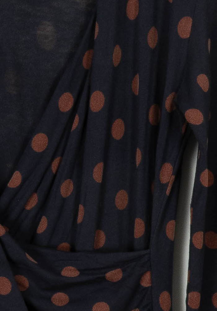 Robe Cache-Cœur Bleue et Marron - Taille M/38 de la marque La Fée Maraboutée | PARAD112018 - Vendu par Paradigme - Image 3