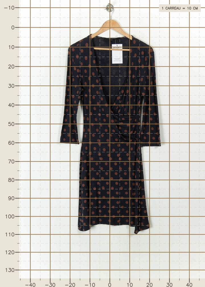 Robe Cache-Cœur Bleue et Marron - Taille M/38 de la marque La Fée Maraboutée | PARAD112018 - Vendu par Paradigme - Image 4