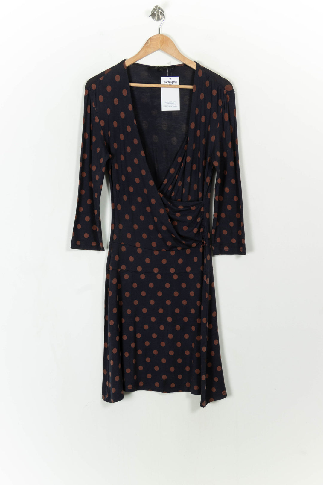 Robe Cache-Cœur Bleue et Marron - Taille M/38 de la marque La Fée Maraboutée | PARAD112018 - Vendu par Paradigme - Image 2