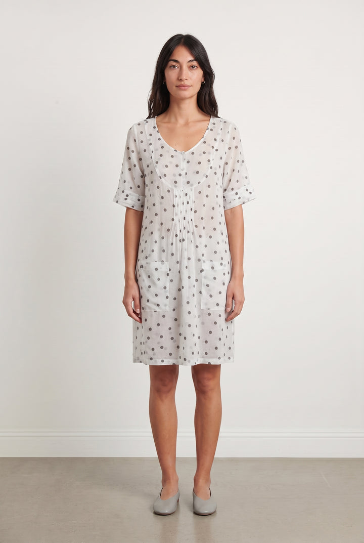 Robe Midi Blanche à Pois Noirs - Taille S/36 de la marque IKKS | PARAD112193 - Vendu par Paradigme - Image 1