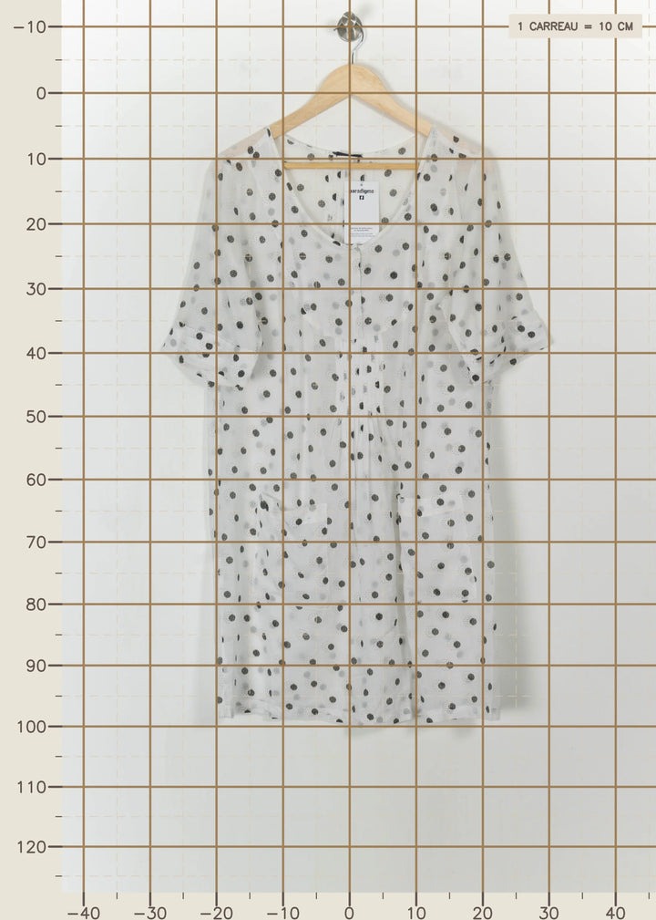 Robe Midi Blanche à Pois Noirs - Taille S/36 de la marque IKKS | PARAD112193 - Vendu par Paradigme - Image 4