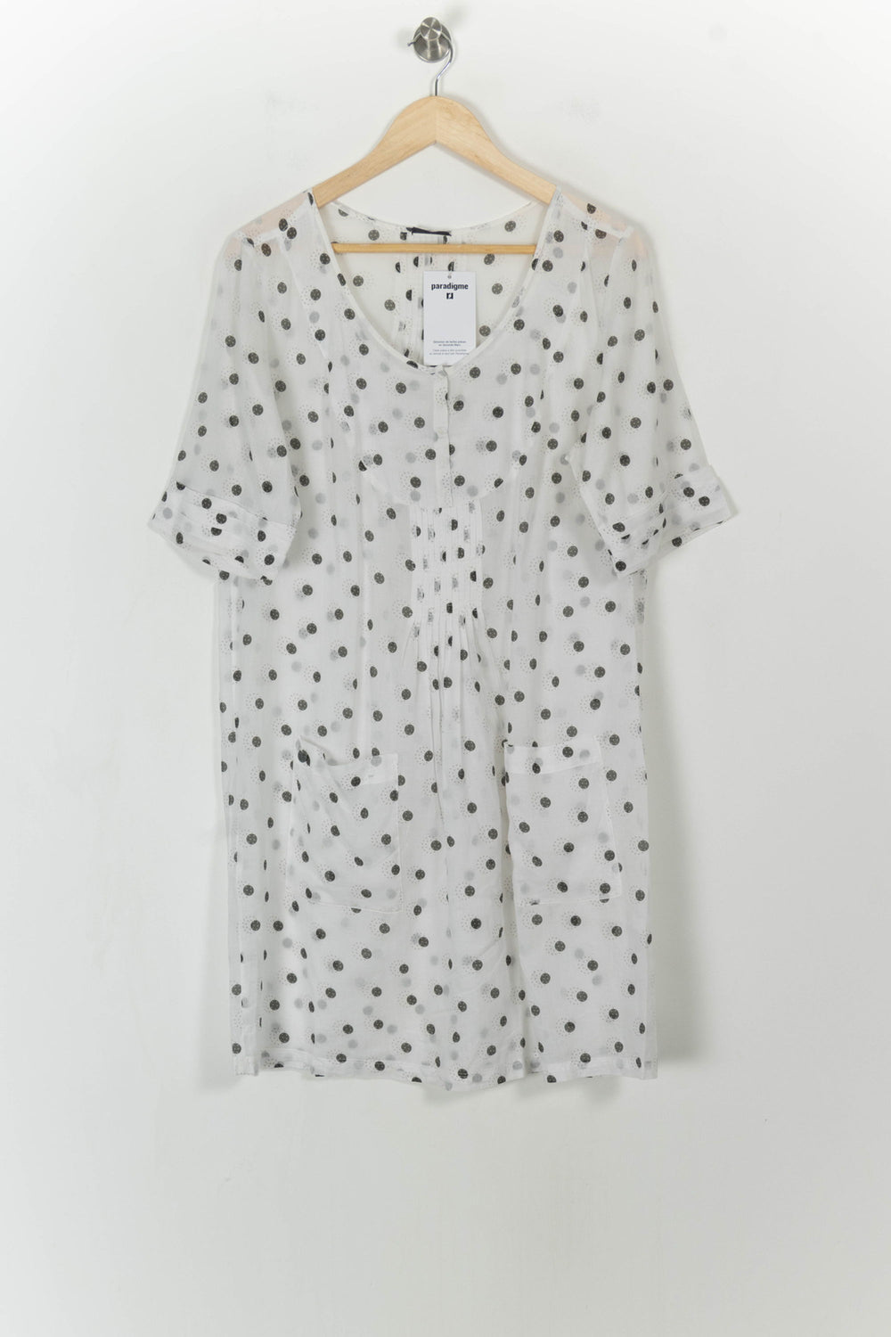 Robe Midi Blanche à Pois Noirs - Taille S/36 de la marque IKKS | PARAD112193 - Vendu par Paradigme - Image 2