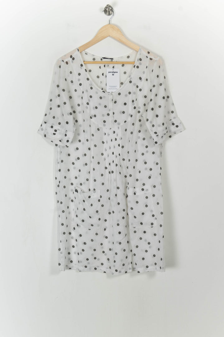 Robe Midi Blanche à Pois Noirs - Taille S/36 de la marque IKKS | PARAD112193 - Vendu par Paradigme - Image 2