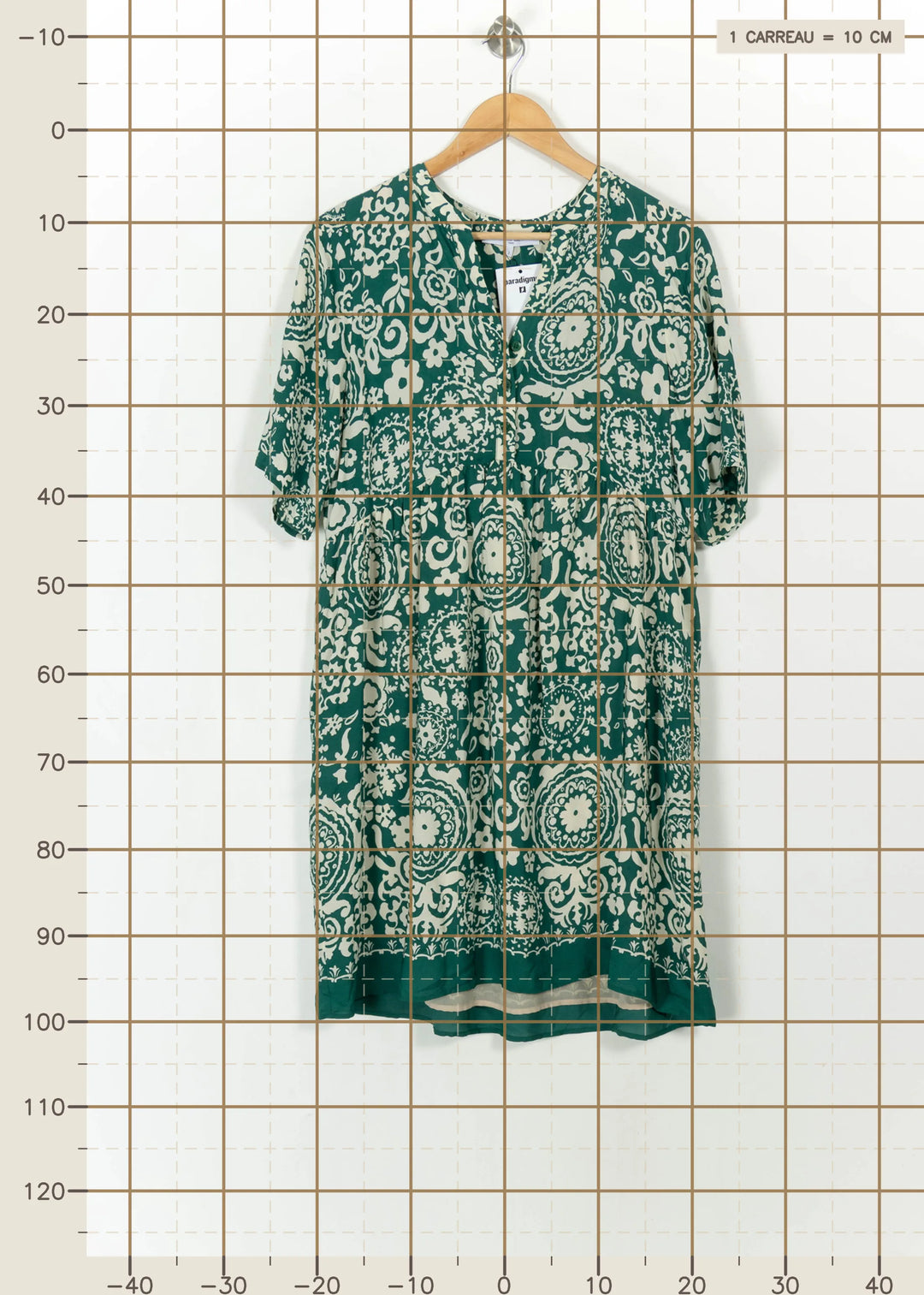 Robe Imprimée Verte et Blanche - Taille L/40 de la marque Gerard Darel | PARAD112195 - Vendu par Paradigme - Image 4