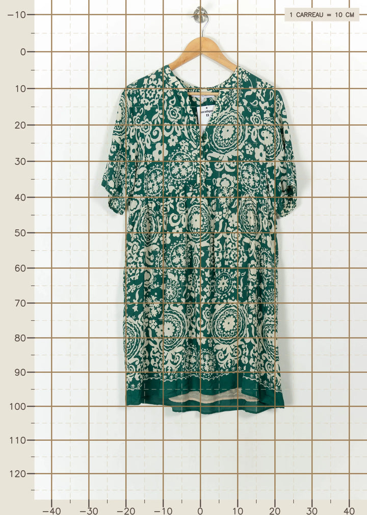 Robe Imprimée Verte et Blanche - Taille L/40 de la marque Gerard Darel | PARAD112195 - Vendu par Paradigme - Image 4