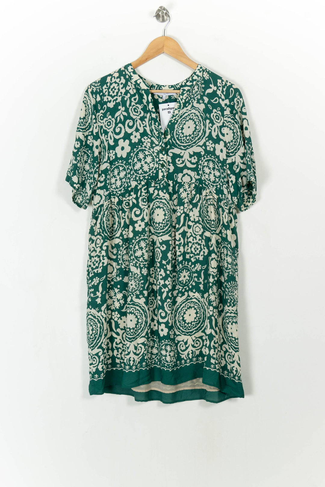 Robe Imprimée Verte et Blanche - Taille L/40 de la marque Gerard Darel | PARAD112195 - Vendu par Paradigme - Image 2