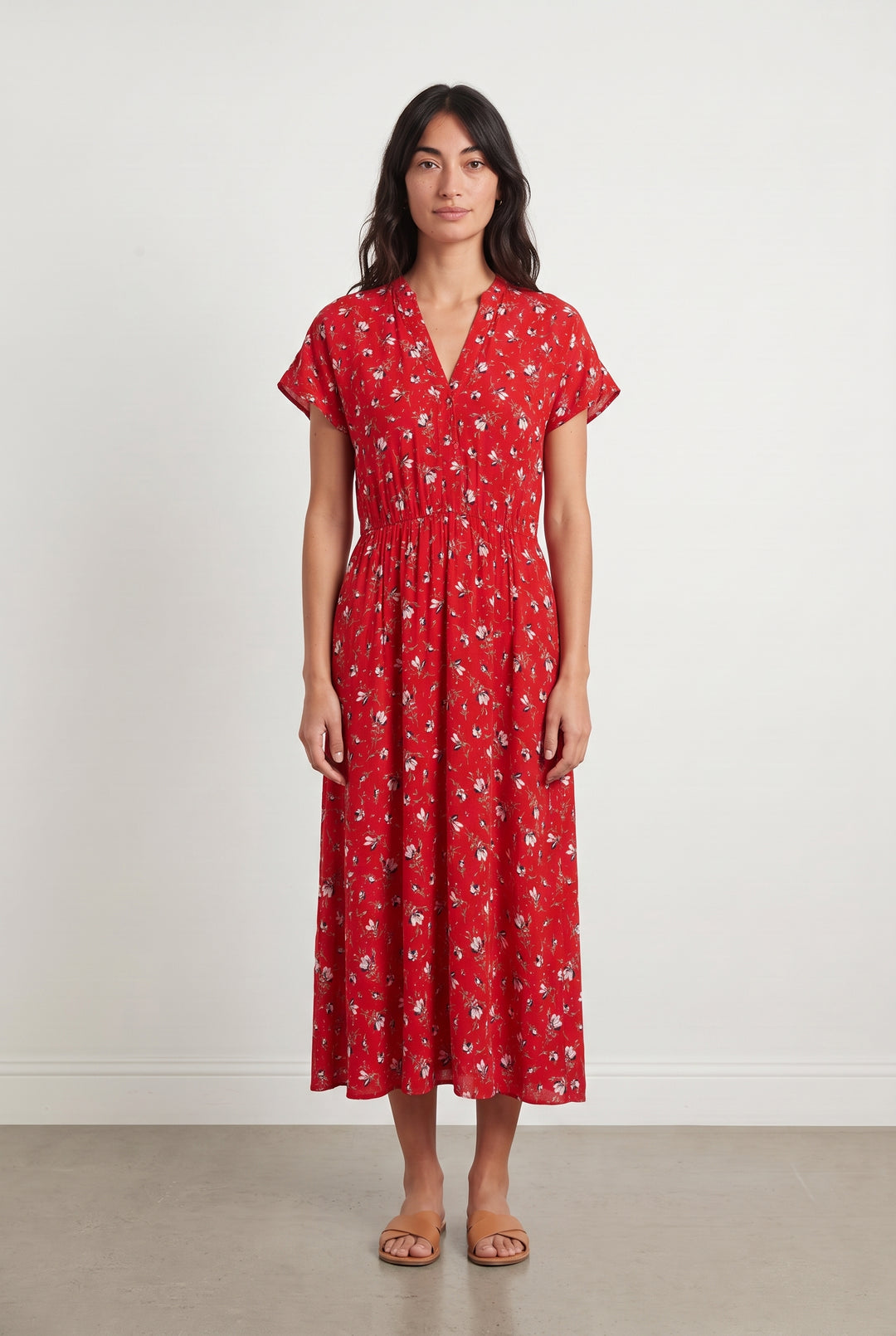 Robe longue rouge et blanche - Taille S/36 de la marque Caroll | PARAD112203 - Vendu par Paradigme - Image 1