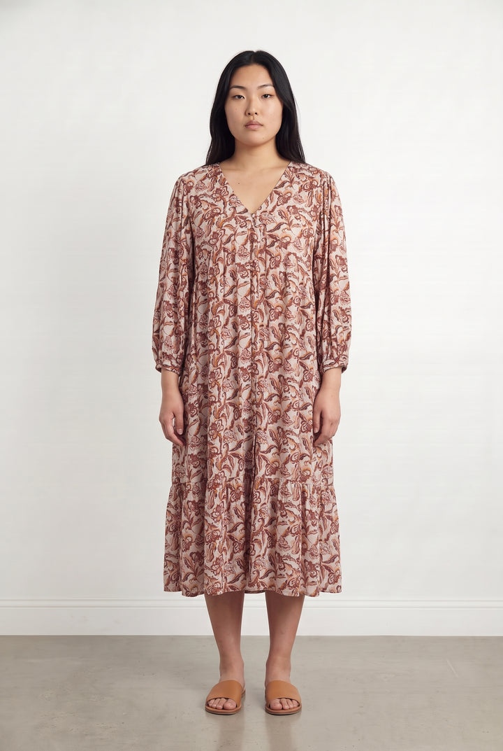 Robe Midi Rose et Marron - Taille L/40 de la marque La Petite Etoile | PARAD112205 - Vendu par Paradigme - Image 1