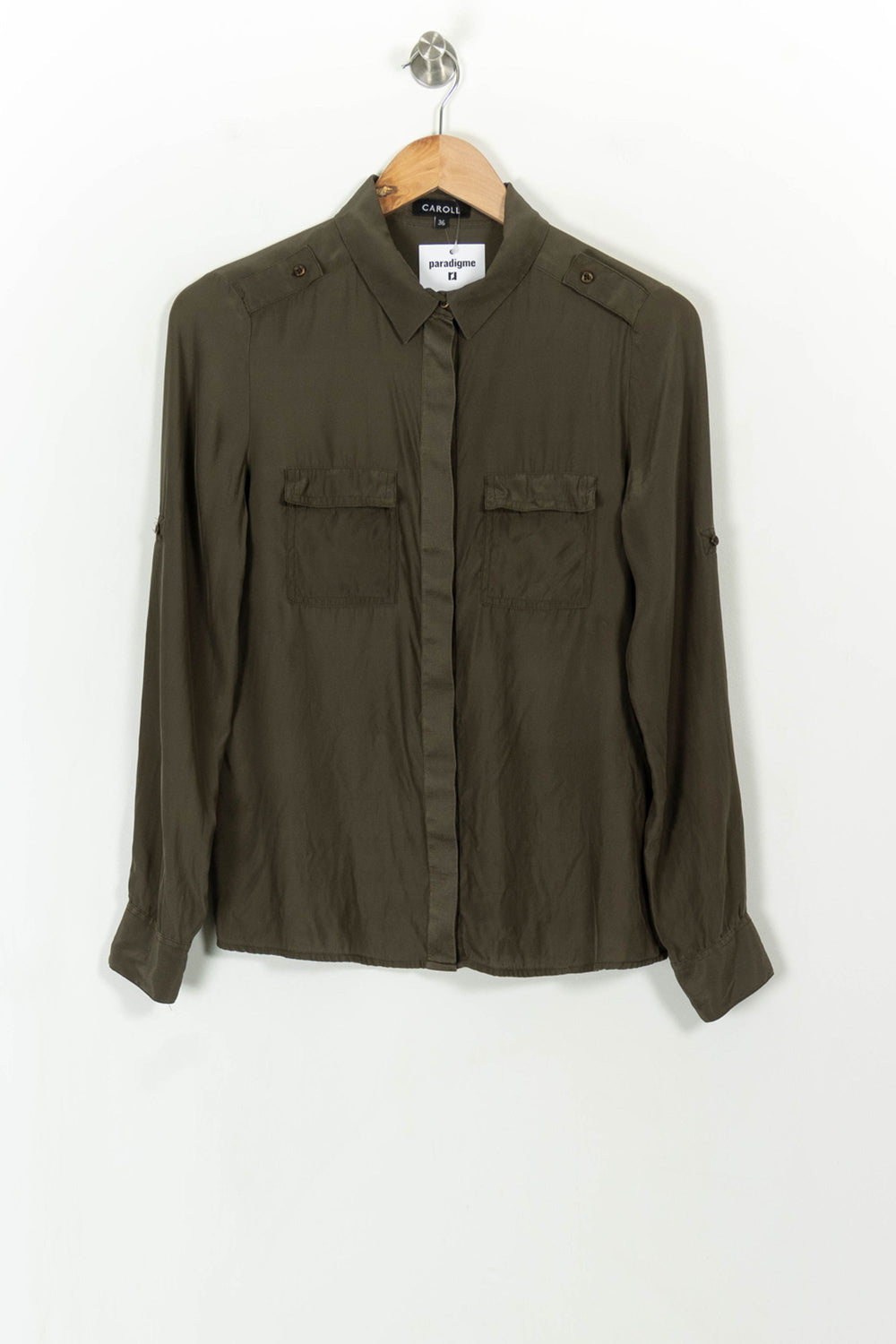 Chemise Verte - Taille S/36 de la marque Caroll | PARAD112207 - Vendu par Paradigme - Image 2