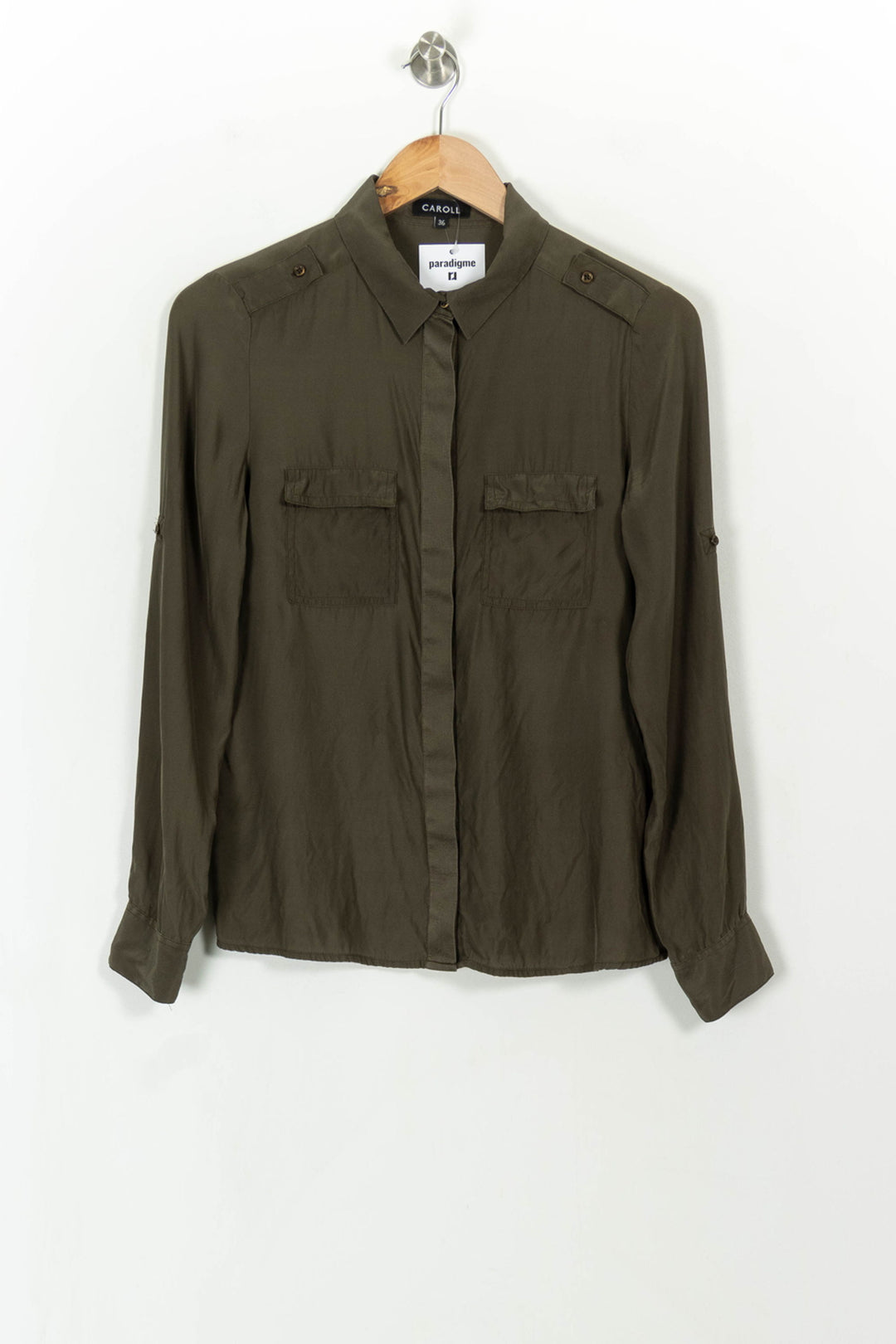 Chemise Verte - Taille S/36 de la marque Caroll | PARAD112207 - Vendu par Paradigme - Image 2