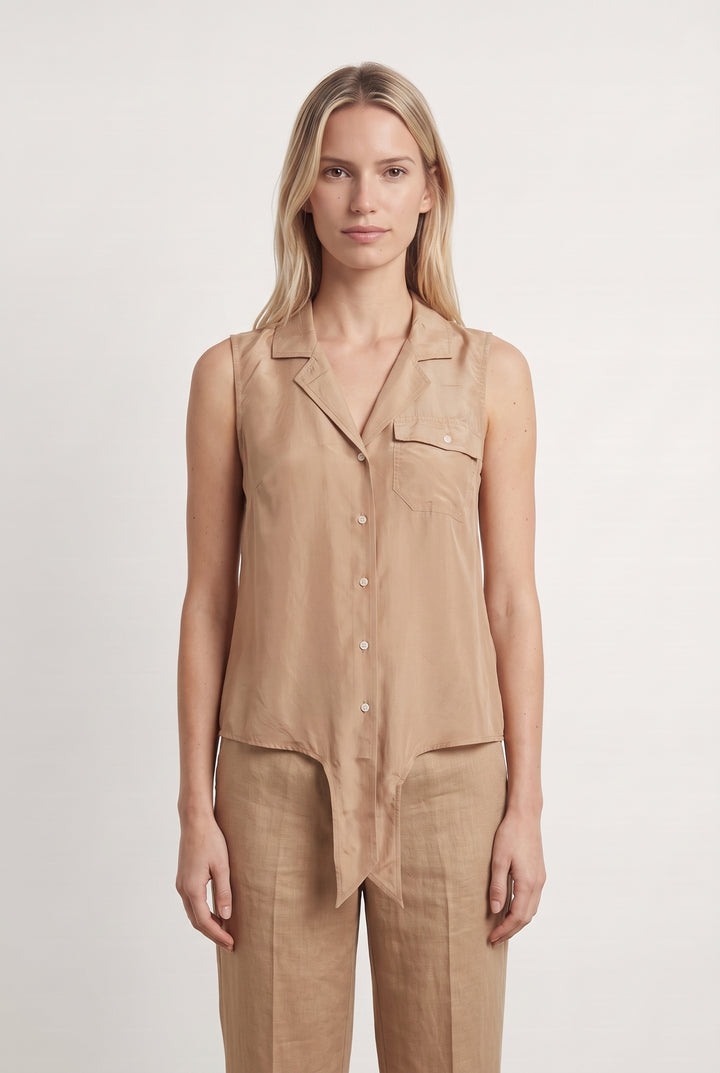 Chemise Sans Manches Beige - Taille S/36 de la marque Caroll | PARAD112211 - Vendu par Paradigme - Image 1