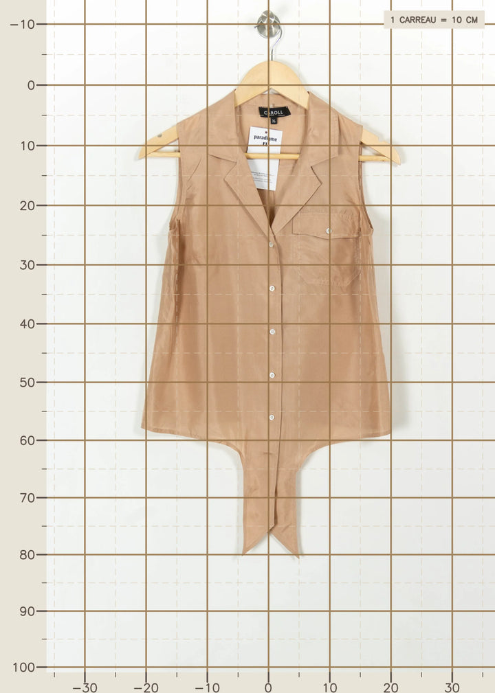Chemise Sans Manches Beige - Taille S/36 de la marque Caroll | PARAD112211 - Vendu par Paradigme - Image 4