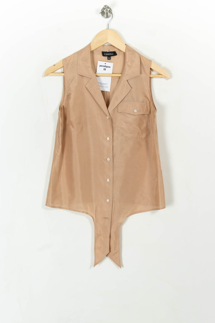Chemise Sans Manches Beige - Taille S/36 de la marque Caroll | PARAD112211 - Vendu par Paradigme - Image 2