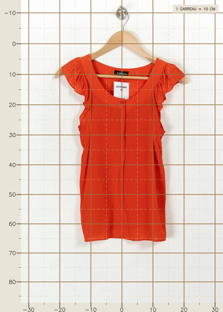 Blouse Orange - Taille S/36 de la marque Caroll | PARAD112213 - Vendu par Paradigme - Image 4
