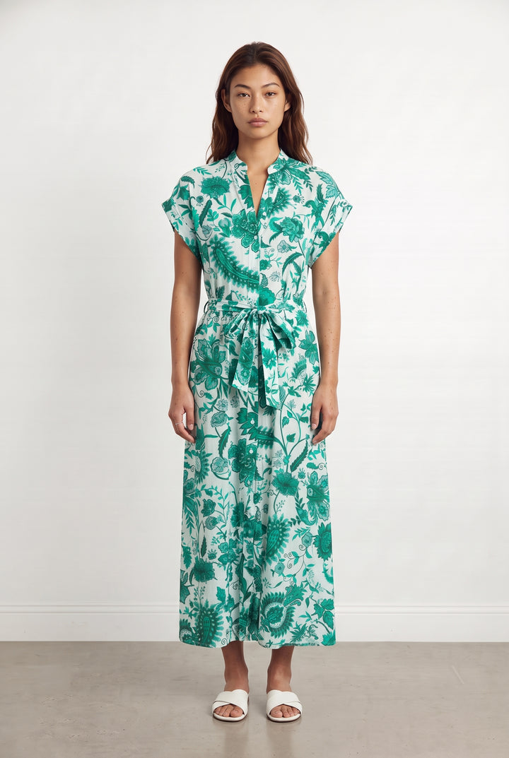 Robe Longue Verte et Blanche - Taille S/36 de la marque La Fée Maraboutée | PARAD112228 - Vendu par Paradigme - Image 1